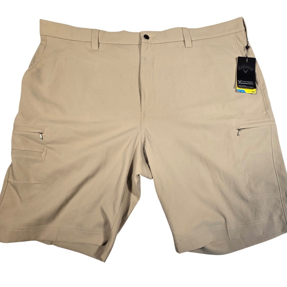 Callaway Mens Golf Shorts Tan Khaki Active Waistband Flex Fabric Size 46 NWT